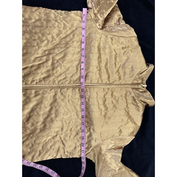 Jaclyn Smith Satin Quilted Coat Jacket Golden Yellow Animal Print Lining size L - Picture 8 of 10